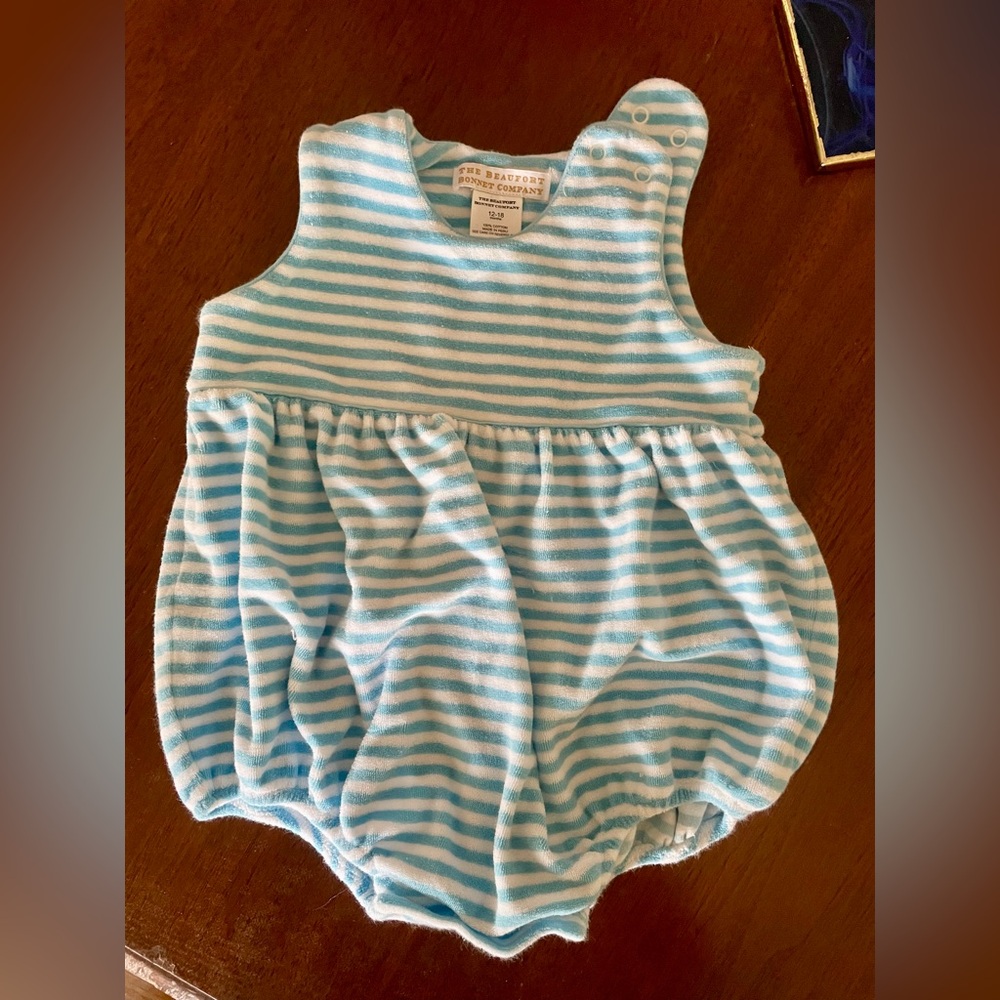 The Beaufort Bonnet Company Aqua Striped Bubble